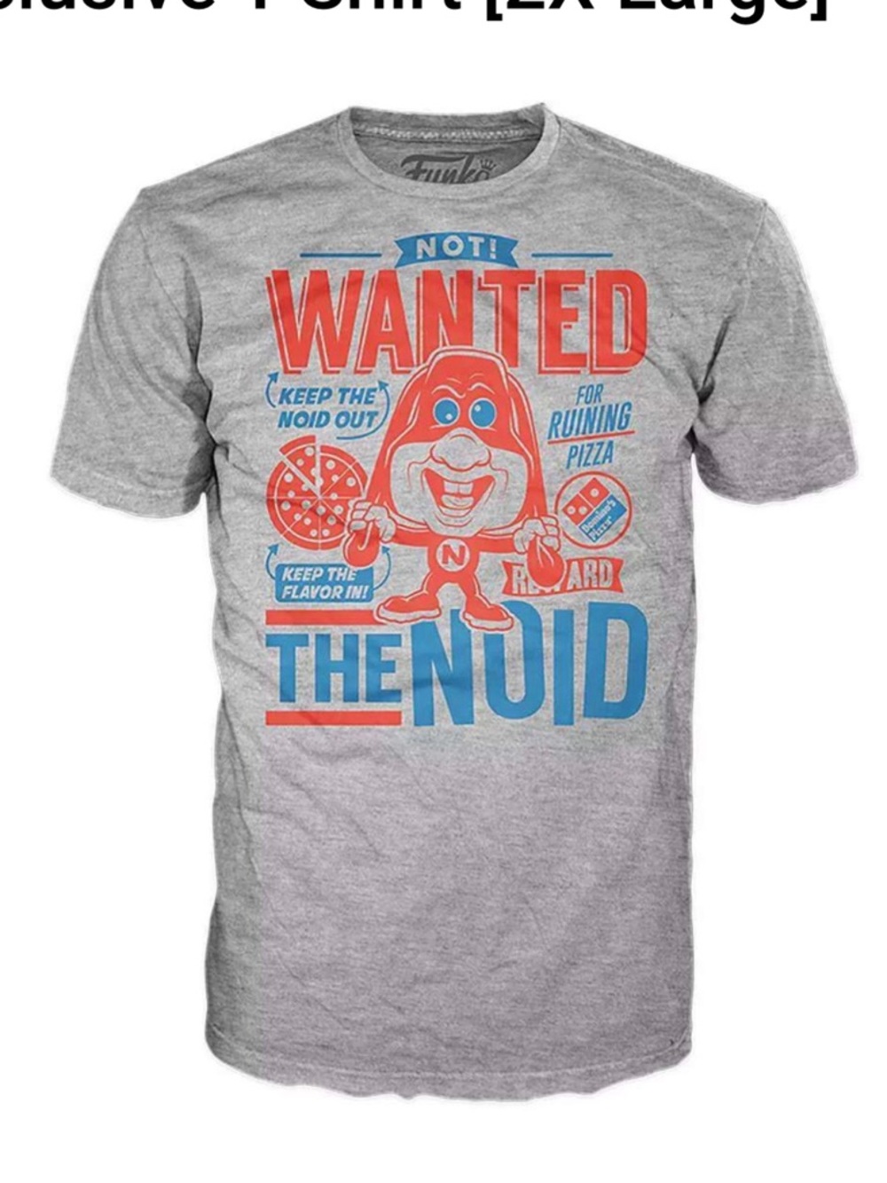 Funko Gray Tee with Red and Blue 'Wanted The Noid' Graphic